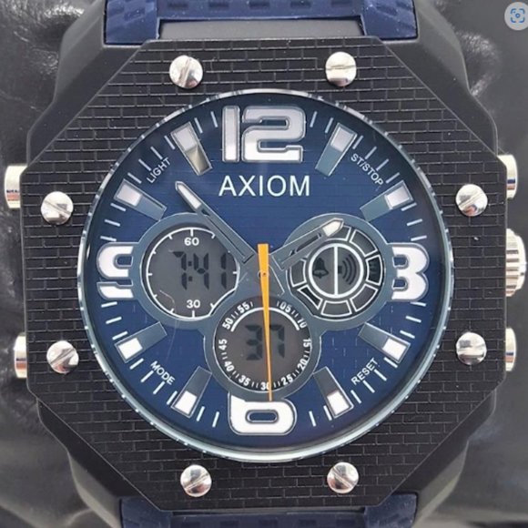 AXIOM Black & Blue Chronograph Men's Watch - Picture 2 of 11